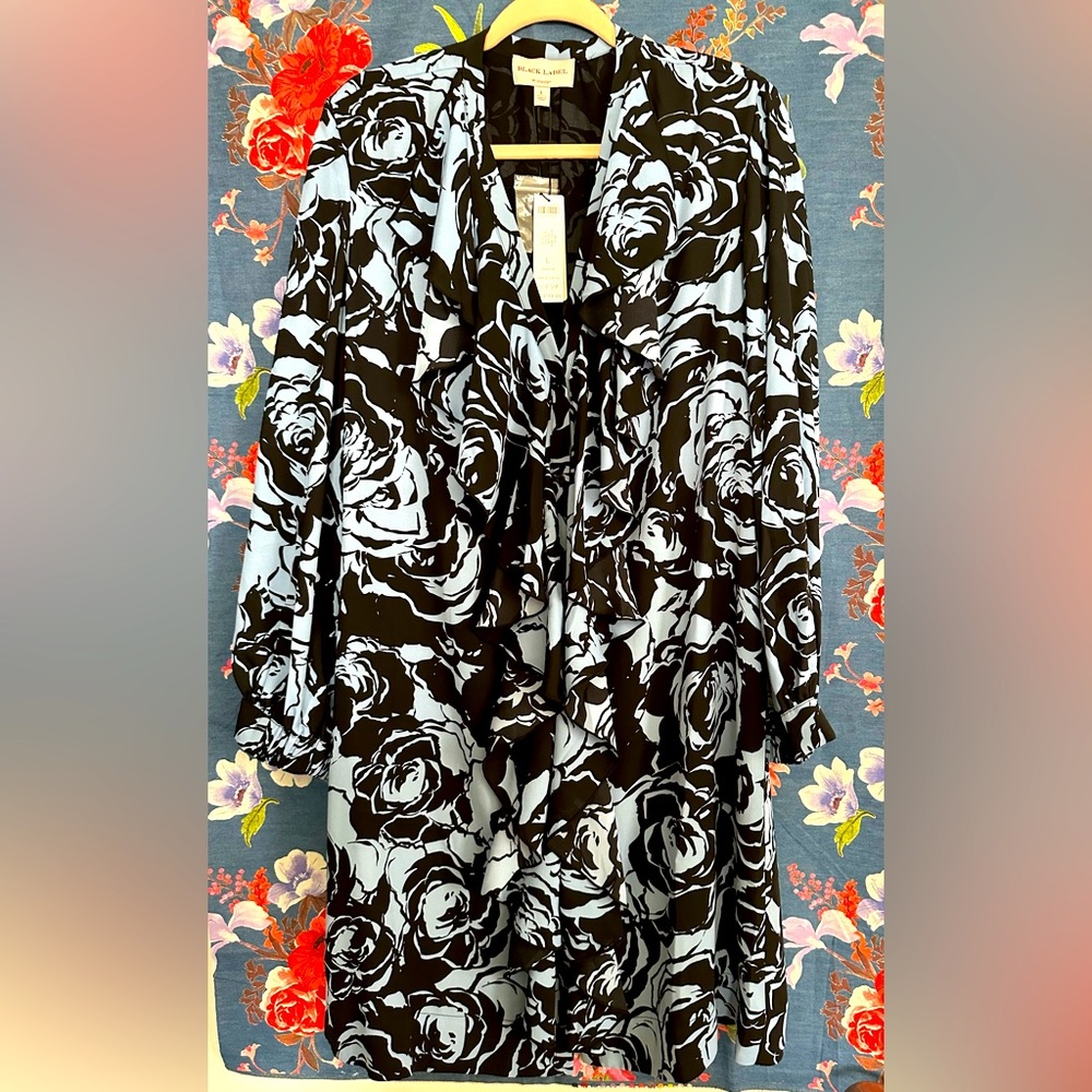 NWT Black Label by Chicos Ruffle Dress Size L